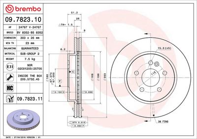 Тормозной диск BREMBO 09.7823.11