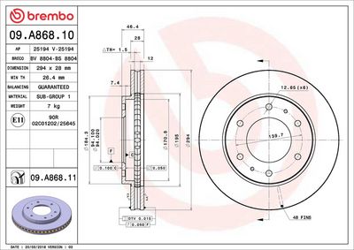 Тормозной диск BREMBO 09.A868.10