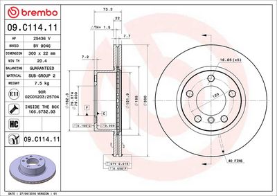 Тормозной диск BREMBO 09.C114.11