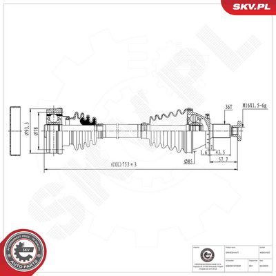 Piedziņas vārpsta ESEN SKV 40SKV437