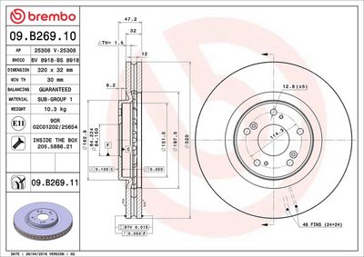 Тормозной диск BREMBO 09.B269.11