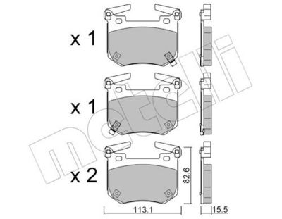 Bremžu uzliku kompl., Disku bremzes METELLI 22-1307-0