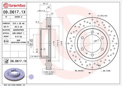 Тормозной диск BREMBO 09.D617.1X