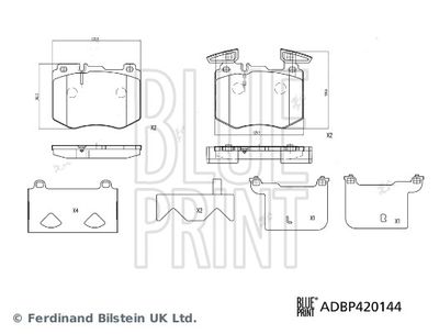 Комплект тормозных колодок, дисковый тормоз BLUE PRINT ADBP420144