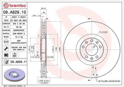 Тормозной диск BREMBO 09.A829.11