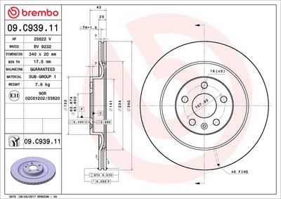 Тормозной диск BREMBO 09.C939.11