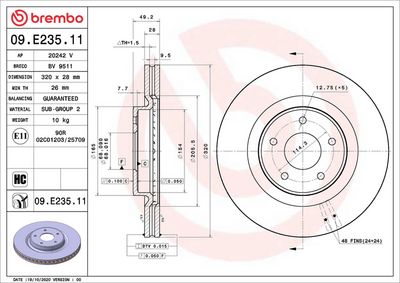 Тормозной диск BREMBO 09.E235.11