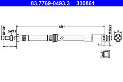Тормозной шланг ATE 83.7769-0493.3