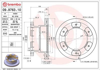 Bremžu diski BREMBO 09.9763.10