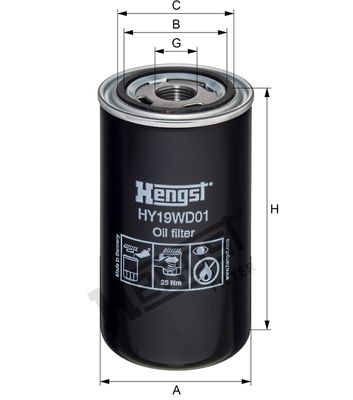 Filtrs, Hidropacēlāja sistēma HENGST FILTER H19WD01