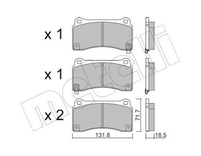 Bremžu uzliku kompl., Disku bremzes METELLI 22-1157-0
