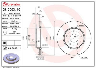 Bremžu diski BREMBO 09.C003.11