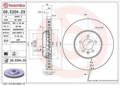 Bremžu diski BREMBO 09.E204.23