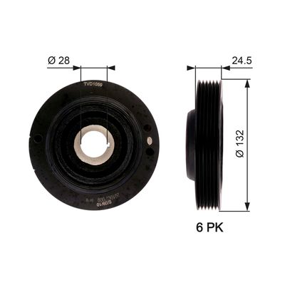 Ременный шкив, коленчатый вал GATES TVD1059