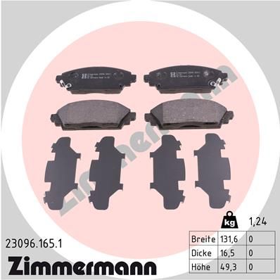 Bremžu uzliku kompl., Disku bremzes ZIMMERMANN 23096.165.1
