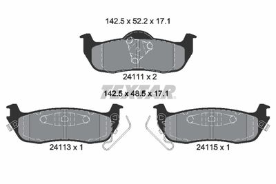Комплект тормозных колодок, дисковый тормоз TEXTAR 2411102