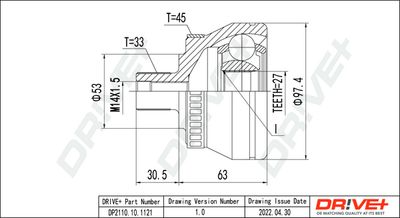 Шарнирный комплект, приводной вал Dr!ve+ DP2110.10.1121