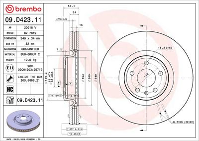 Тормозной диск BREMBO 09.D423.11
