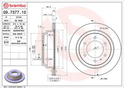 Тормозной диск BREMBO 09.7377.10
