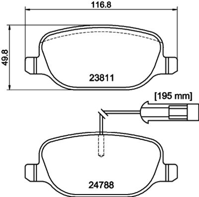 Bremžu uzliku kompl., Disku bremzes HELLA PAGID 8DB 355 015-571