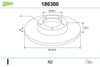 Тормозной диск VALEO 186300