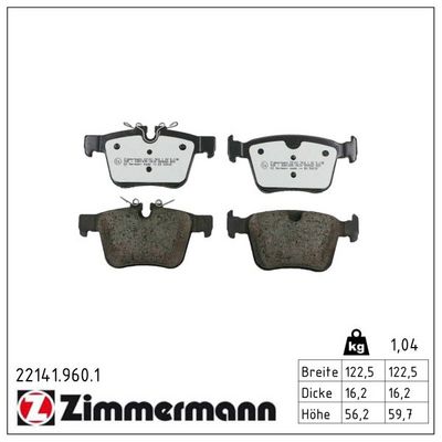 ZIMMERMANN 221419601 Bremžu uzliku kompl., Disku