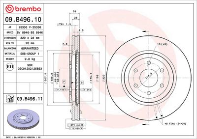 Тормозной диск BREMBO 09.B496.11