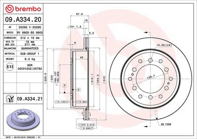 Тормозной диск BREMBO 09.A334.20