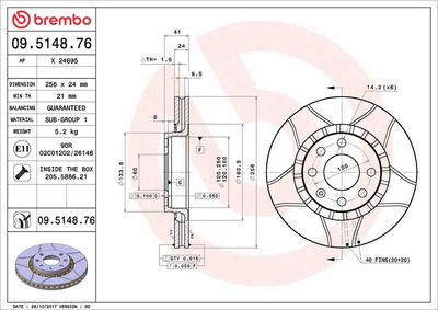 Тормозной диск BREMBO 09.5148.76
