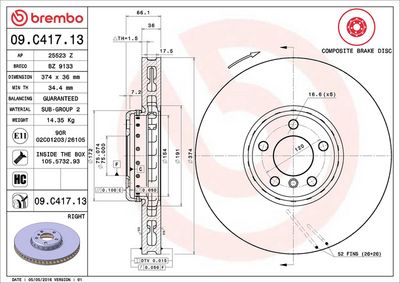 Тормозной диск BREMBO 09.C417.13
