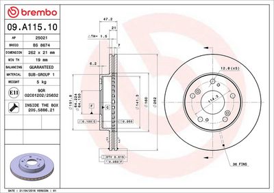 Тормозной диск BREMBO 09.A115.10