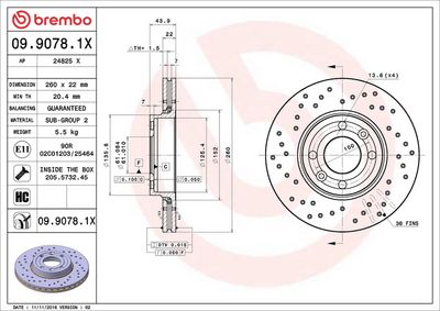 Тормозной диск BREMBO 09.9078.1X