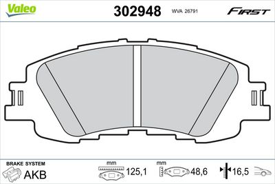 Bremžu uzliku kompl., Disku bremzes VALEO 302948