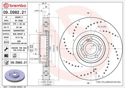 Bremžu diski BREMBO 09.D982.21
