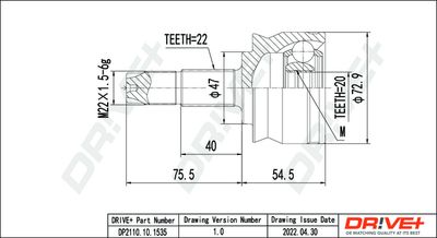 Šarnīru komplekts, Piedziņas vārpsta Dr!ve+ DP2110.10.1535