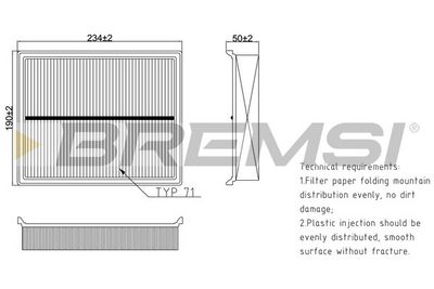 Воздушный фильтр BREMSI FA0571
