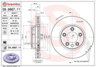 Bremžu diski BREMBO 09.9867.11