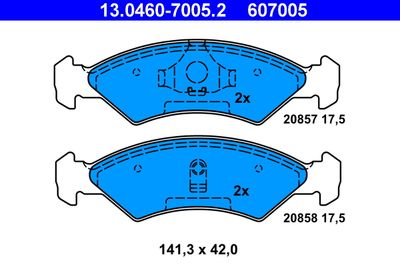 Bremžu uzliku kompl., Disku bremzes ATE 13.0460-7005.2