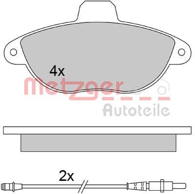 Bremžu uzliku kompl., Disku bremzes METZGER 1170455