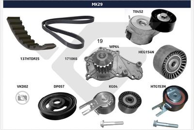 Ķīļrievu siksnu komplekts HUTCHINSON MK29