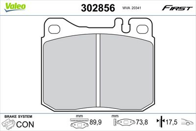 Bremžu uzliku kompl., Disku bremzes VALEO 302856