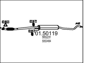 Vidējais izpl. gāzu trokšņa slāpētājs MTS 01.50119