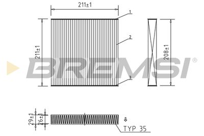 Фильтр, воздух во внутренном пространстве BREMSI FC1928