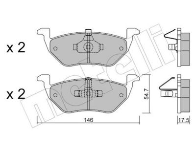 Bremžu uzliku kompl., Disku bremzes METELLI 22-0907-0