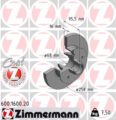Тормозной диск ZIMMERMANN 600.1600.20
