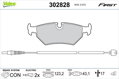 Bremžu uzliku kompl., Disku bremzes VALEO 302828