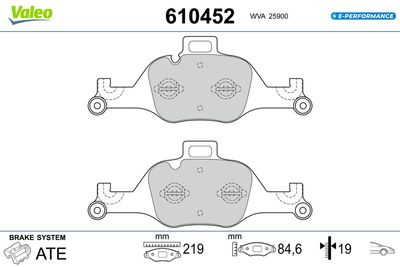 Bremžu uzliku kompl., Disku bremzes VALEO 610452