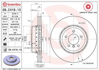 Bremžu diski BREMBO 09.C419.13