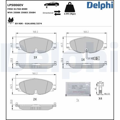 Комплект тормозных колодок, дисковый тормоз DELPHI LP5006EV