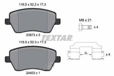 Комплект тормозных колодок, дисковый тормоз TEXTAR 2397302